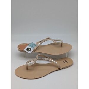 Shade & Shore Women's Flip Flops Size 11 Nude Rhinestone Bow Jelly Sandals NWT